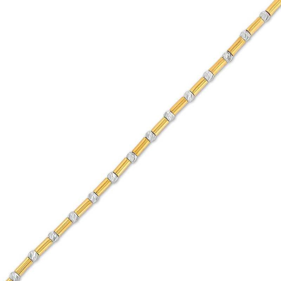 Zales Oro Diamante Beaded Strand Bracelet In 14K Two-Tone Gold - 8.0" Bracelets