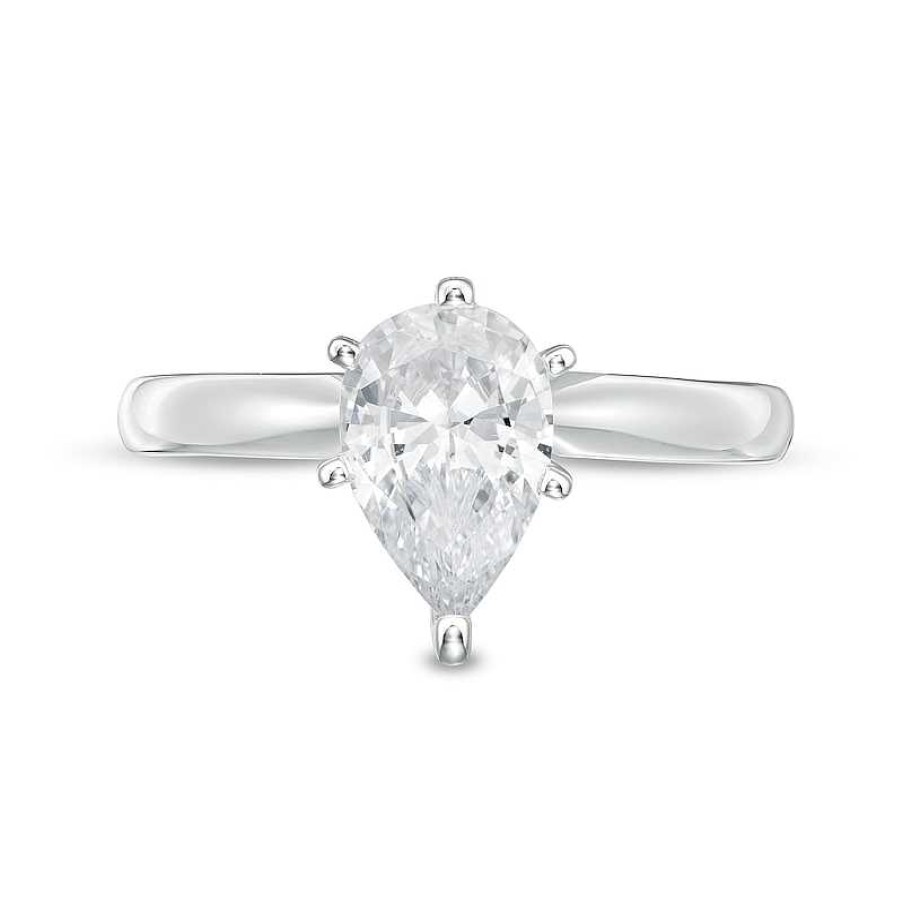 Zales 1 Ct. T.W. Certified Pear-Shaped Diamond Solitaire Engagement Ring In 14K White Gold (I/I2) Rings