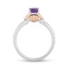 Zales Enchanted Disney Ariel Oval Amethyst And 1/10 Ct. T.W. Diamond Ring In Sterling Silver And 10K Rose Gold Plate Rings