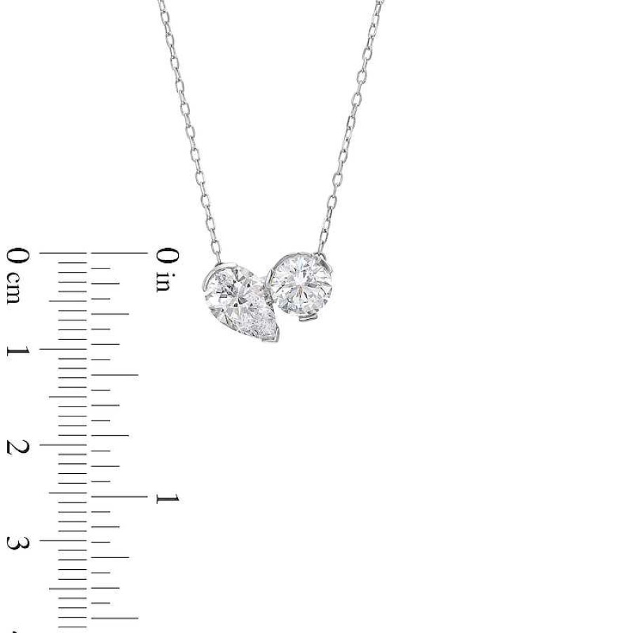 Zales 2 Ct. T.W. Pear-Shaped And Round Certified Lab-Created Diamond Toi Et Moi Necklace In 14K White Gold (F/Vs2) Necklaces