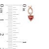 Zales 4.0Mm Heart-Shaped Garnet And Diamond Accent Ichthus Drop Earrings In 10K Rose Gold Earrings