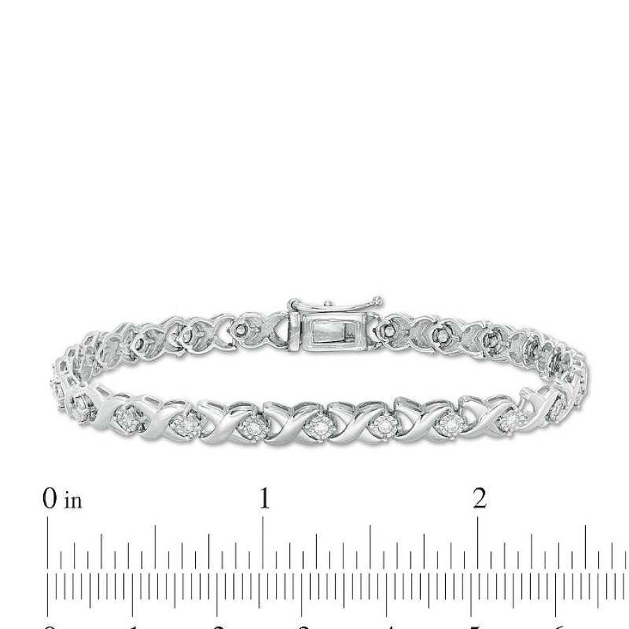 Zales 1/2 Ct. T.W. Diamond "Xo" Link Bracelet In Sterling Silver - 8.0" Bracelets