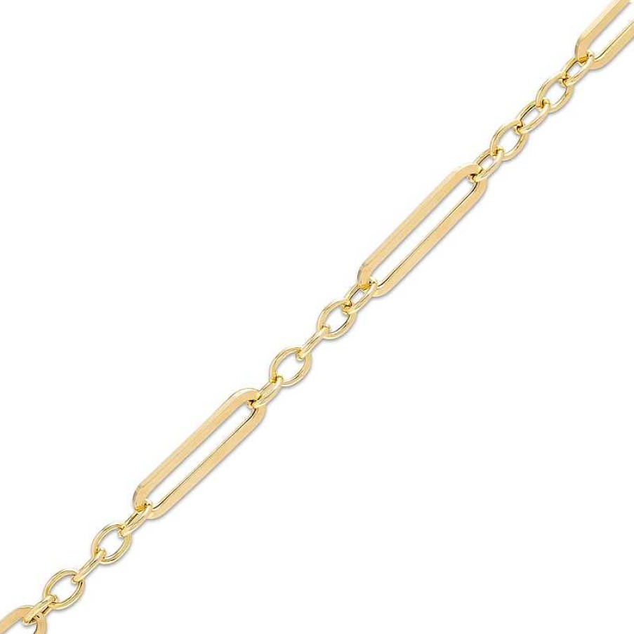 Zales Paper Clip Link And Rolo Chain Bracelet In Hollow 10K Gold - 7.5" Bracelets