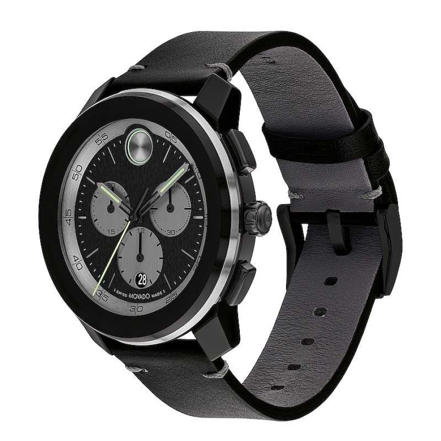 Movado Men'S Movado Bold® Tr90 Black Strap Chronograph Watch With Grey Dial And Date Window (Model: 3601092) Watches