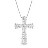 Zales 1-1/3 Ct. T.W. Baguette And Round Diamond Cross Pendant In 10K White Gold Necklaces