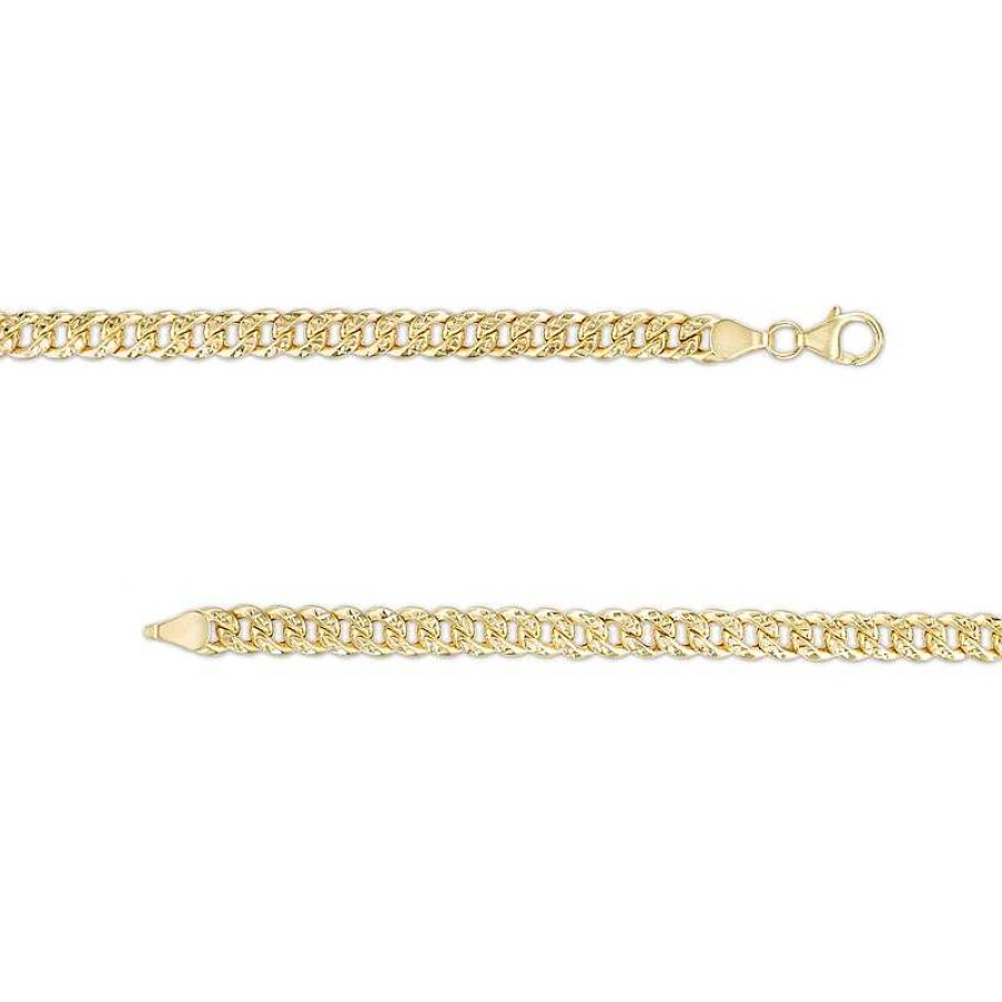 Zales Italian Gold Men'S 5.6Mm Diamond-Cut Cuban Curb Chain Necklace In Hollow 10K Gold - 22" Necklaces