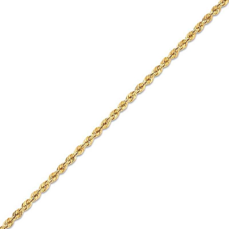 Zales 2.4Mm Diamond-Cut Glitter Rope Chain Bracelet In Hollow 10K Gold - 7.5" Bracelets