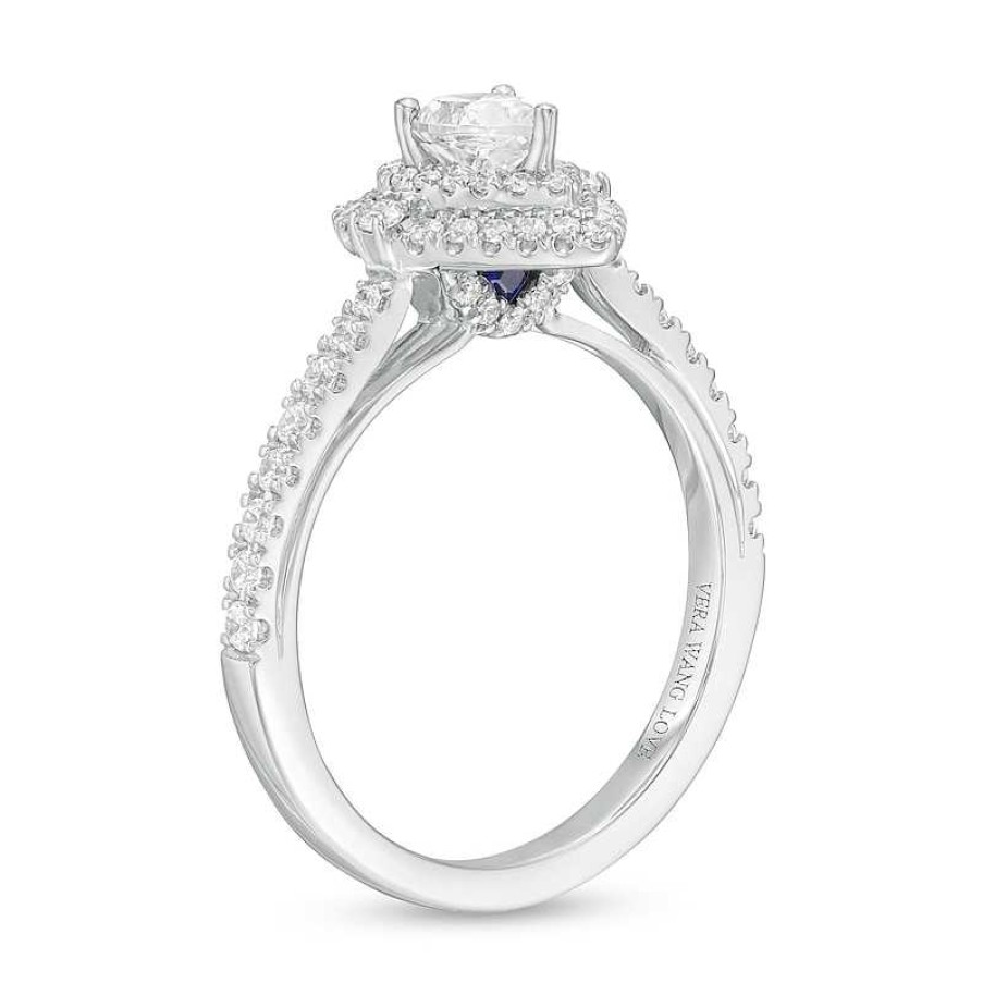 Zales Vera Wang Love Collection 3/4 Ct. T.W. Pear-Shaped Diamond Double Frame Engagement Ring In 14K White Gold Rings