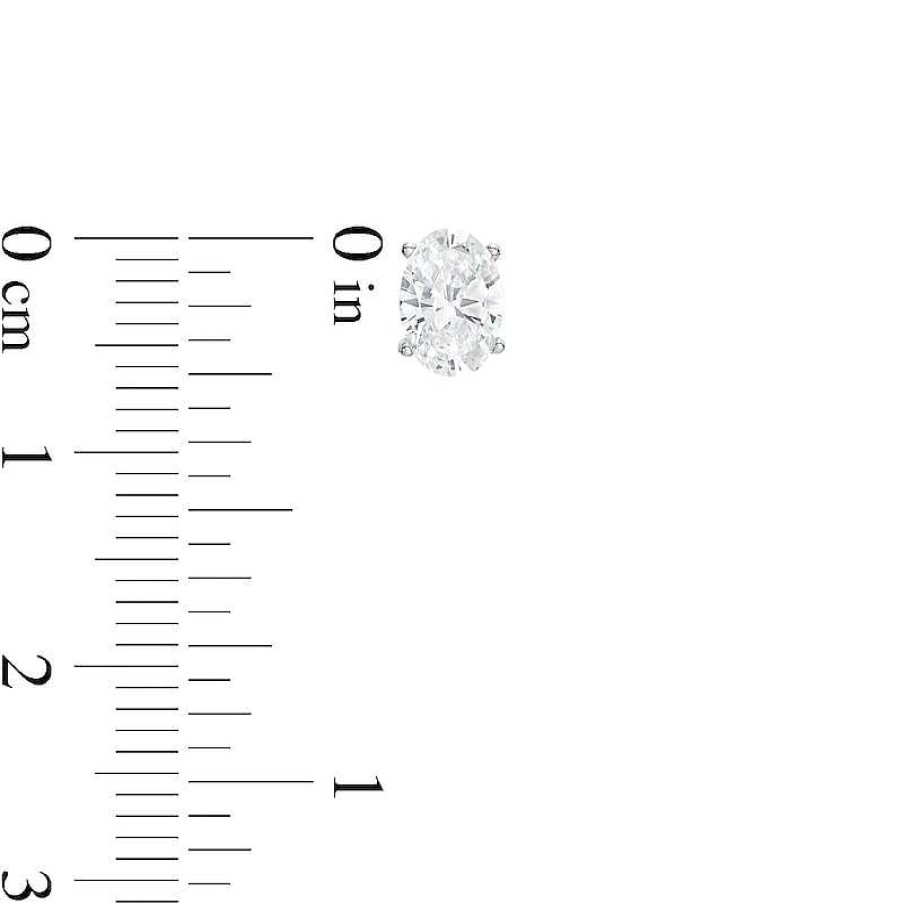 Zales 1 Ct. T.W. Certified Oval Lab-Created Diamond Solitaire Stud Earrings In 14K White Gold (F/Si2) Earrings