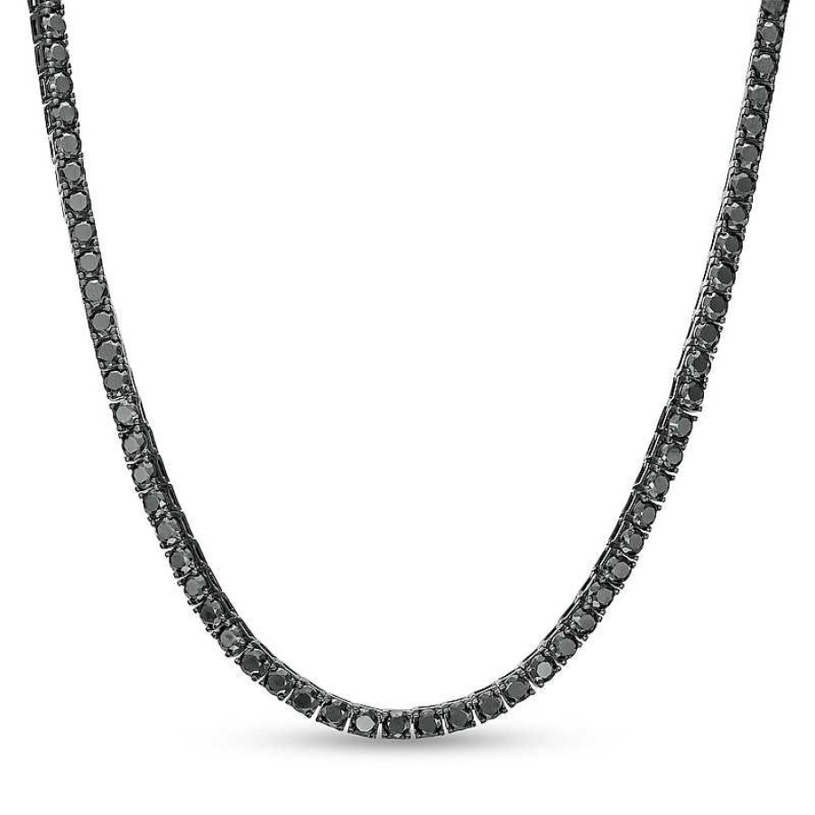 Zales Vera Wang Men Spinel Necklace In Sterling Silver With Black Ruthenium- 22" Necklaces