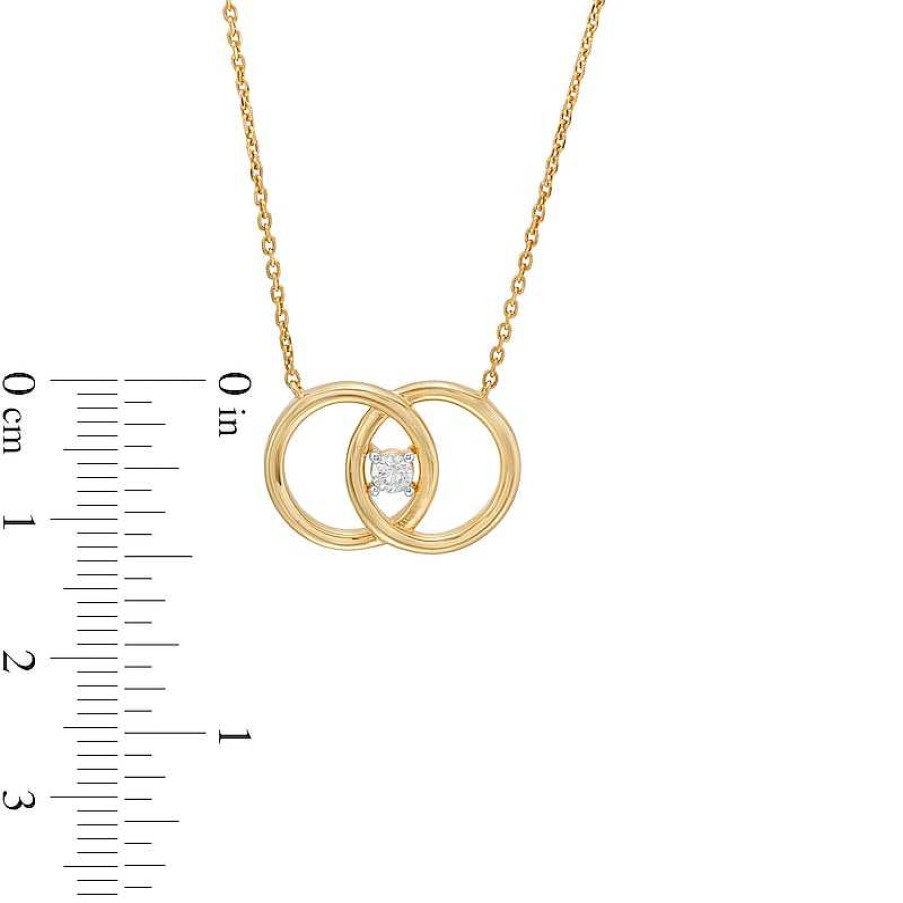 Zales You Me Us 1/10 Ct. Diamond Solitaire Intertwined Double Circle Necklace In 10K Gold 19" Necklaces