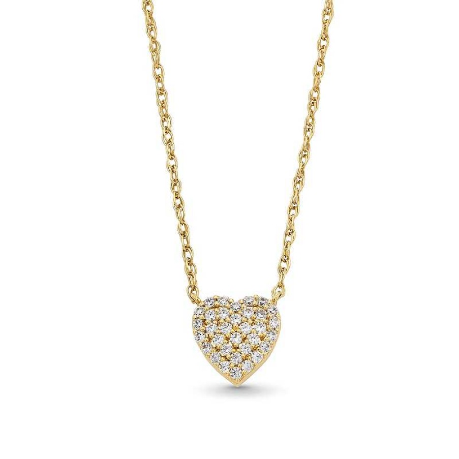 Zales 1/5 Ct. T.W. Heart-Shaped Lab-Created Multi-Diamond Frame Necklace In Sterling Silver With 14K Gold Plate (F/Si2) Necklaces