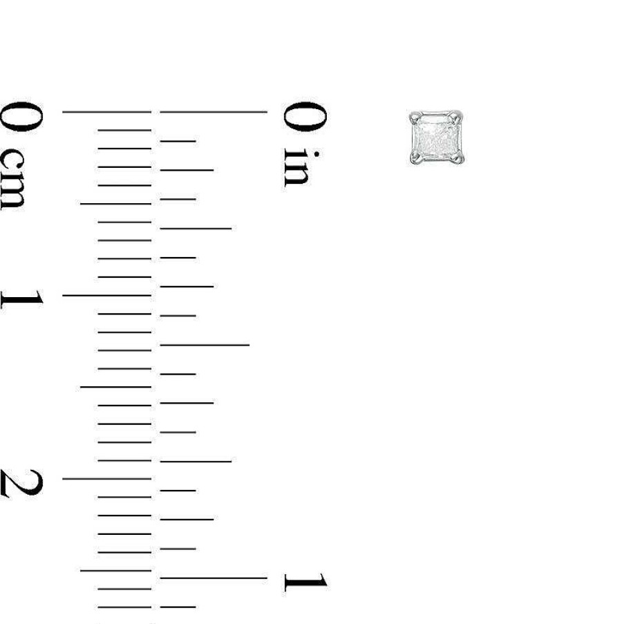 Zales 1/5 Ct. T.W. Princess-Cut Diamond Solitaire Stud Earrings In 14K White Gold (J/I3) Earrings