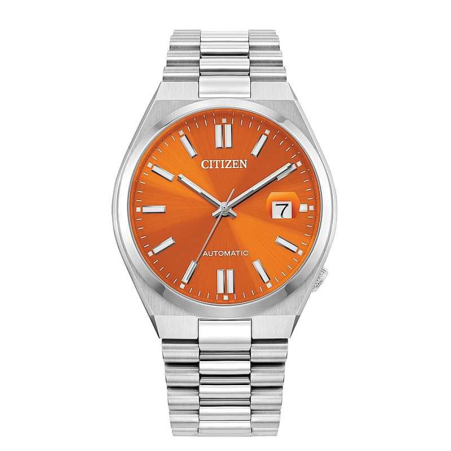 Citizen Men'S Citizen Tsuyosa Automatic Orange Dial Watch In Stainless Steel (Model Nj0151-53Z) Watches