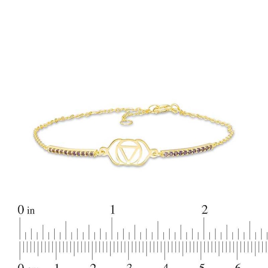 Zales Iolite Third Eye Chakra Symbol Bracelet In Sterling Silver With 18K Gold Plate 7.75" Bracelets