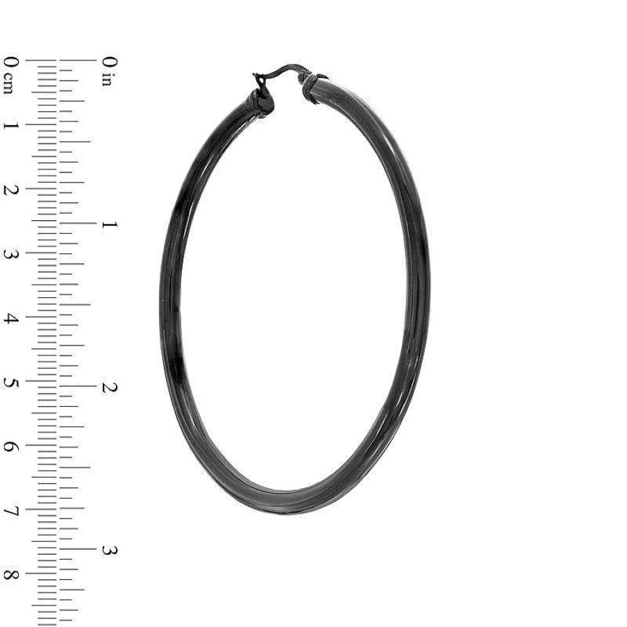 Zales 60Mm Tube Hoop Earrings In Black Ip Stainless Steel Earrings