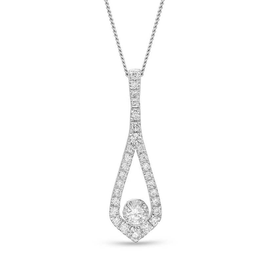 Zales Diamonds Amplified 1/2 Ct. T.W. Diamond Teardrop Pendant In 10K White Gold Necklaces