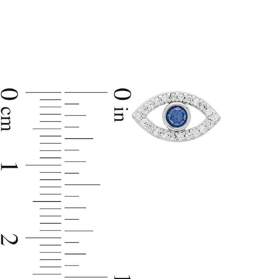 Zales Blue And White Lab-Created Sapphire Evil Eye Stud Earrings In Sterling Silver Earrings