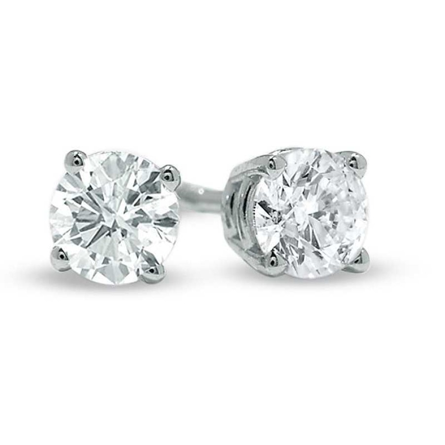 Zales 1/2 Ct. T.W. Diamond Solitaire Stud Earrings In 14K White Gold (I/I1) Earrings