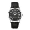 Bulova Men'S Bulova Wilton Silvertone Watch With Black Leather Strap (Model: 96B390) Watches