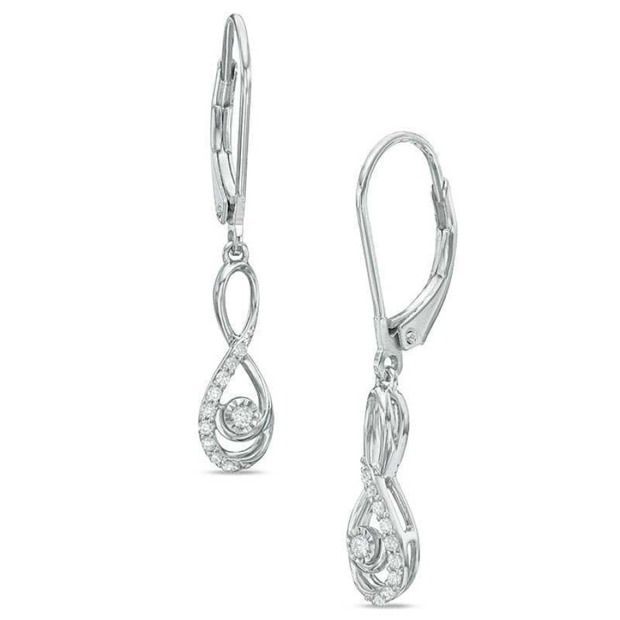 Zales 1/10 Ct. T.W. Diamond Infinity Drop Earrings In 10K White Gold Earrings