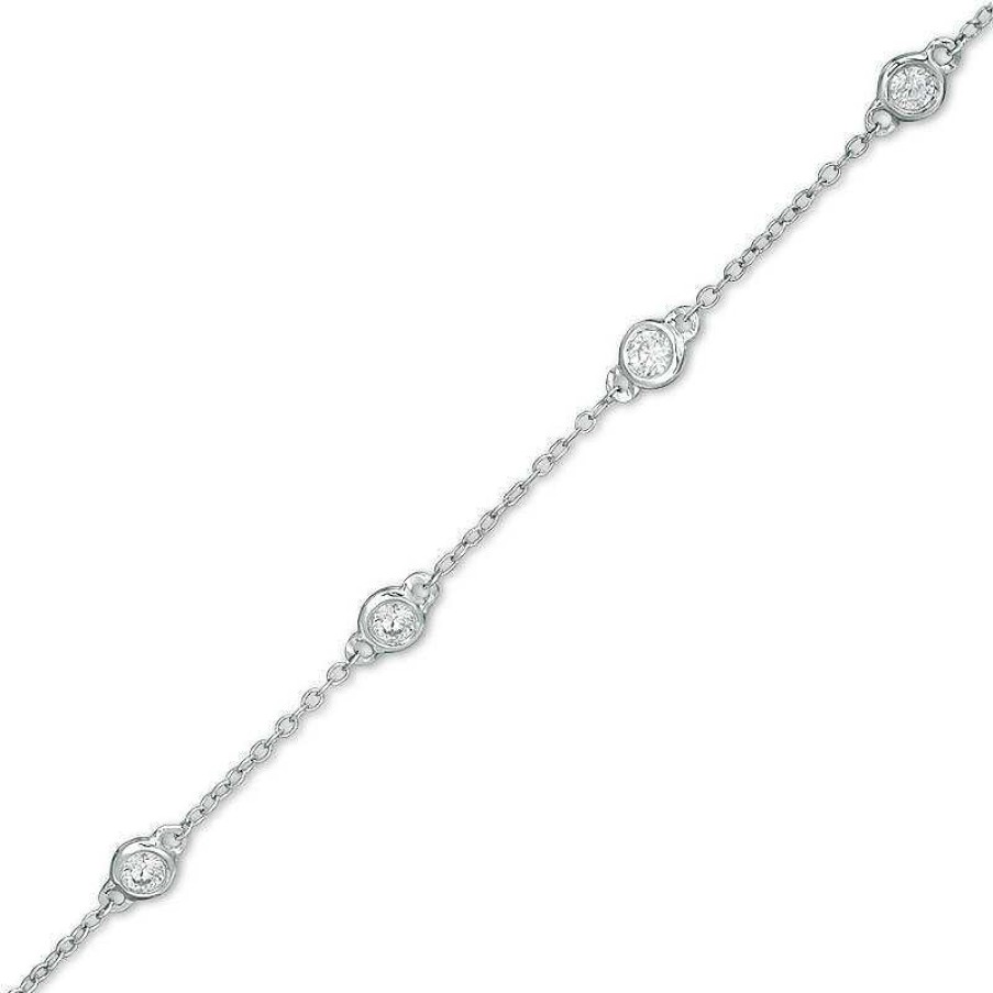 Zales 1/2 Ct. T.W. Diamond Bezel-Set Station Bracelet In 10K White Gold Bracelets