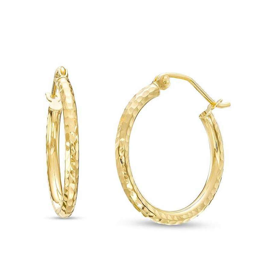 Zales 20.0Mm Diamond-Cut Tube Hoop Earrings In 14K Gold Earrings