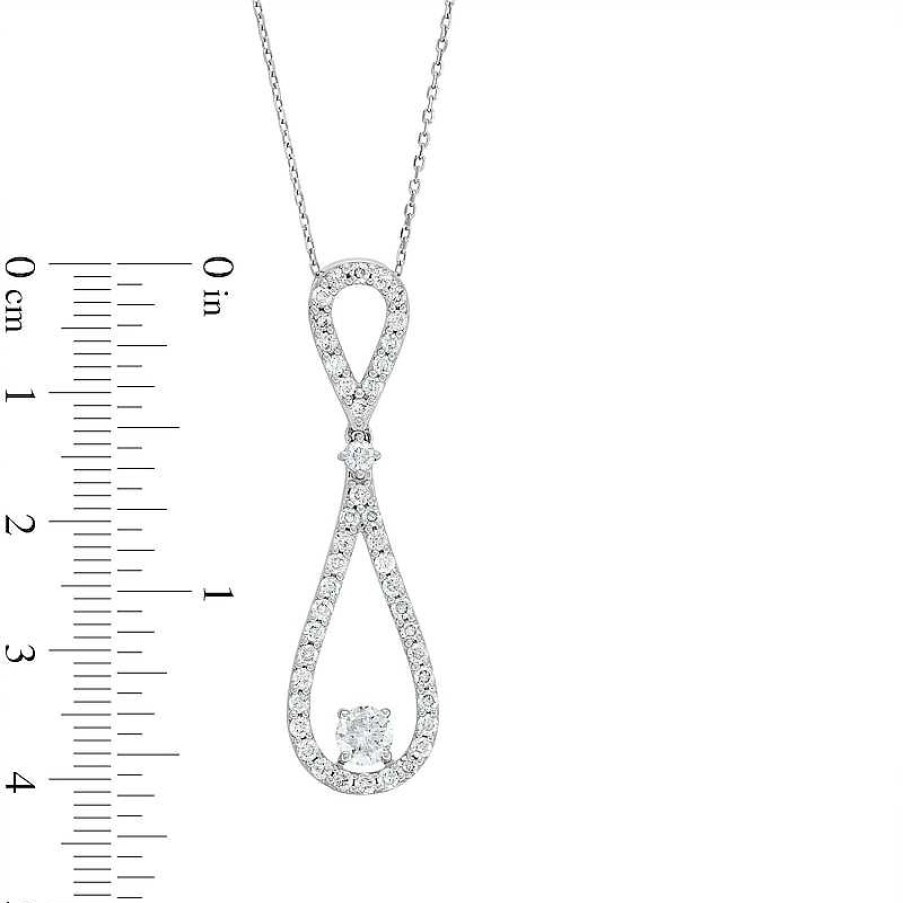 Zales 1-1/4 Ct. T.W. Diamond Elongated Teardrop Pendant In 10K White Gold Necklaces