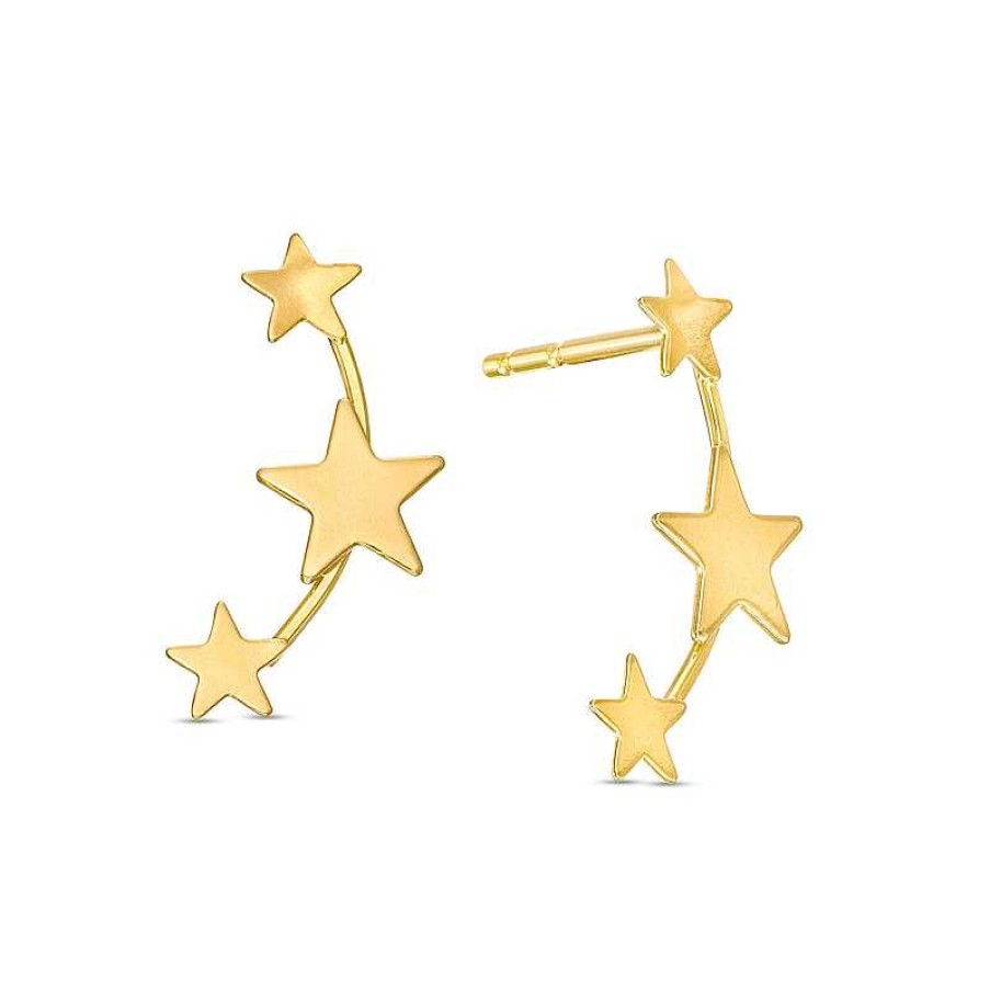 Zales Star Trio Curved Stud Earrings In 14K Gold Earrings