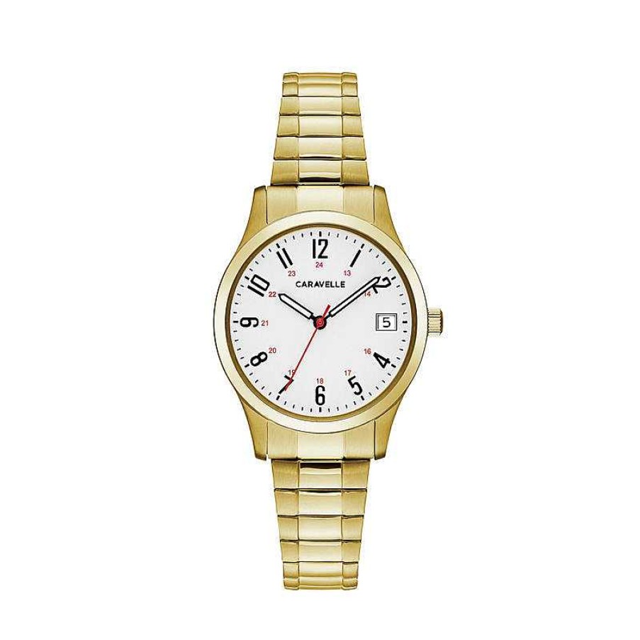 CARAVELLE Ladies' Caravelle By Bulova Gold-Tone Expansion Watch With White Dial (Model: 44M113) Watches