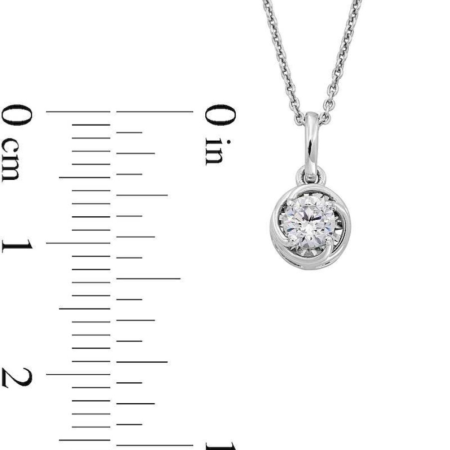 Zales 1/4 Ct. Diamond Solitaire Swirl Frame Pendant In 10K White Gold Necklaces