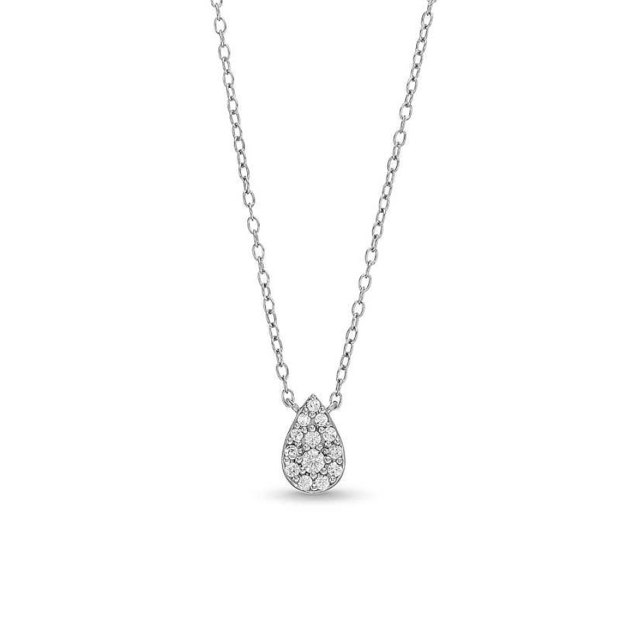 Zales 1/10 Ct. T.W. Pear-Shaped Multi-Diamond Necklace In Sterling Silver Necklaces