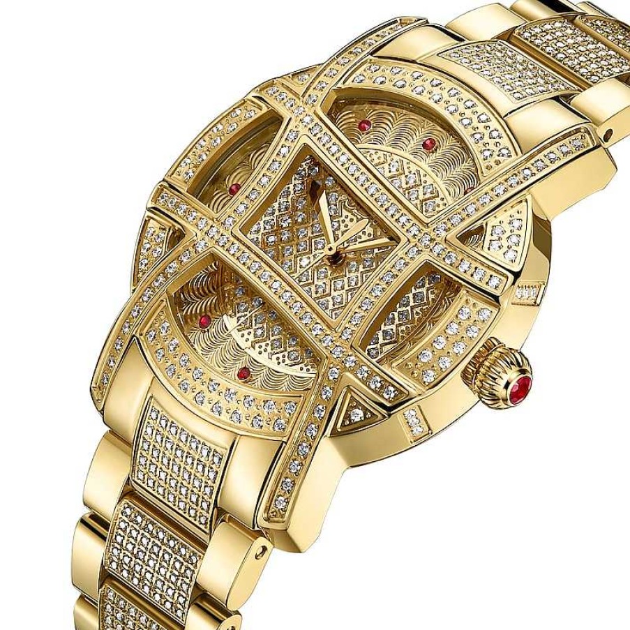 JBW Ladies' Limited Edition Jbw Olympia Ps Diamond And Ruby Accent 18K Gold Plate Watch With Gold-Tone Dial (Model: Ps510A) Watches