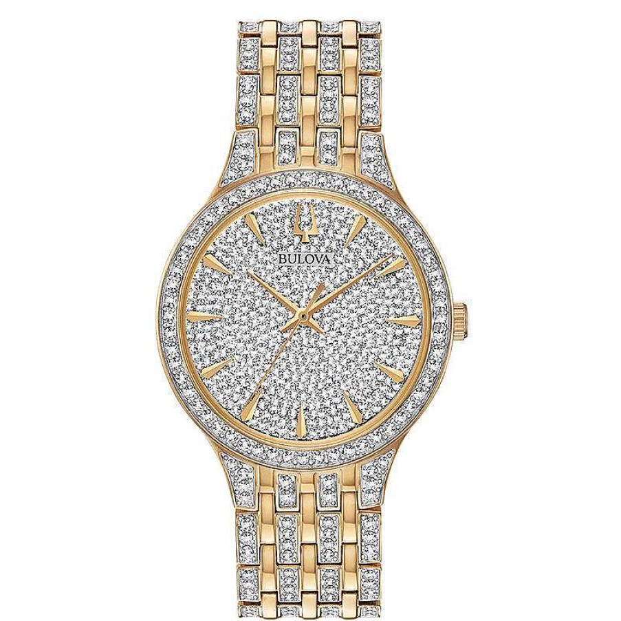 Bulova Men'S Bulova Phantom Crystal Accent Gold-Tone Watch With Gold-Tone Dial (Model: 98A229) Watches