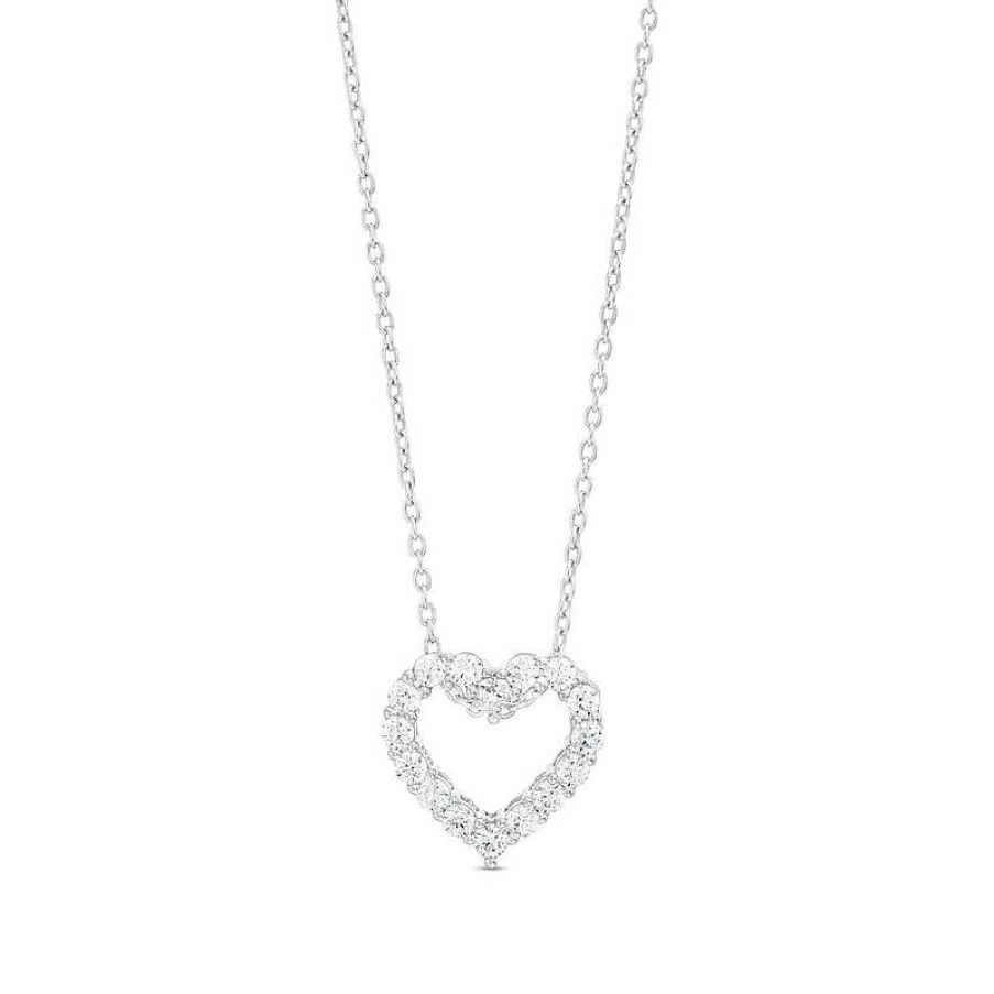 Zales 1/2 Ct. T.W. Certified Lab-Created Diamond Heart Outline Pendant In 14K White Gold (F/Si2) Necklaces