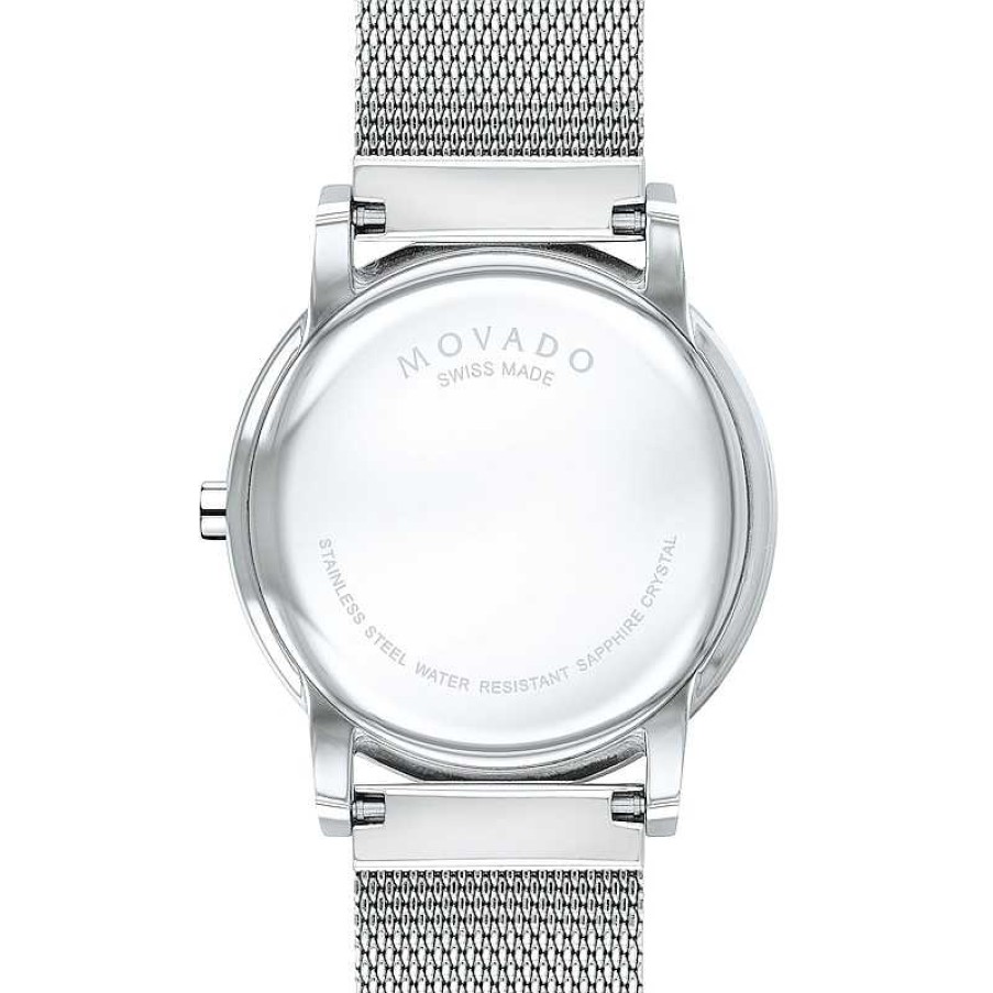 Movado Men'S Movado Museum® Classic Diamond Accent Silver-Tone Mesh Watch With Black Dial (Model: 607511) Watches