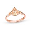 Zales Pear-Shaped Morganite And 1/15 Ct. T.W. Diamond Three Stone Ring In 10K Rose Gold Rings