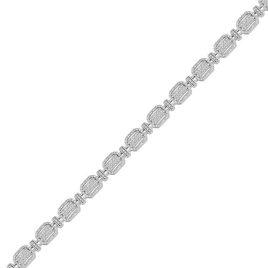 Zales 2 Ct. T.W. Emerald Multi-Diamond Link Bracelet In 10K White Gold Bracelets