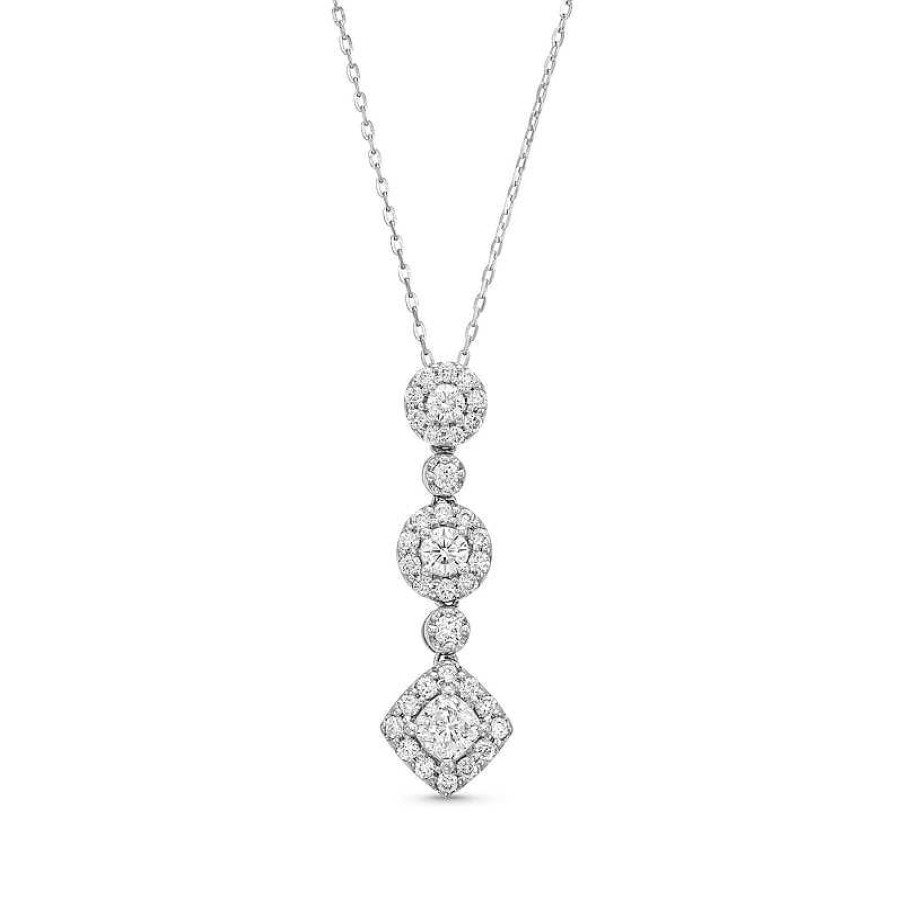 Zales 3/4 Ct. T.W. Lab-Created Diamond Triple Drop Pendant In 10K White Gold Necklaces