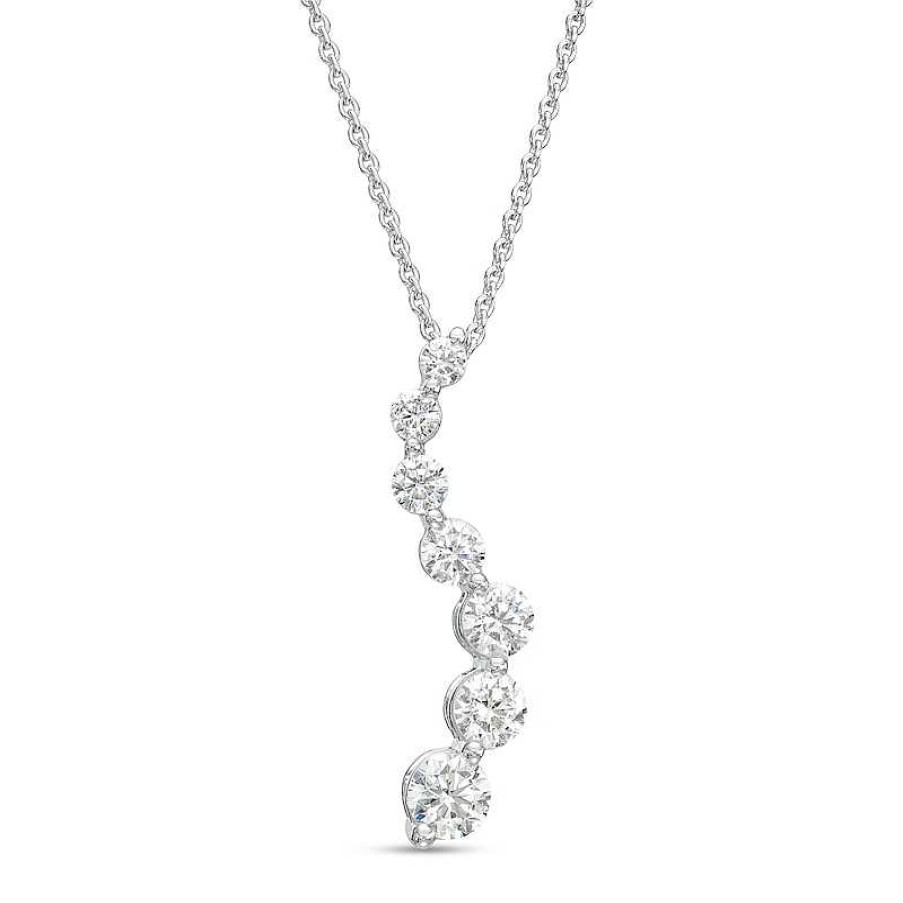 Zales 1 Ct. T.W. Journey Certified Lab-Created Diamond Curved Pendant In 14K White Gold (F/Si2) Necklaces