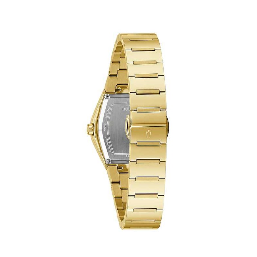 Bulova Ladies' Bulova Gemini Gold-Tone Watch With Tonneau Black Dial (Model: 97L164) Watches