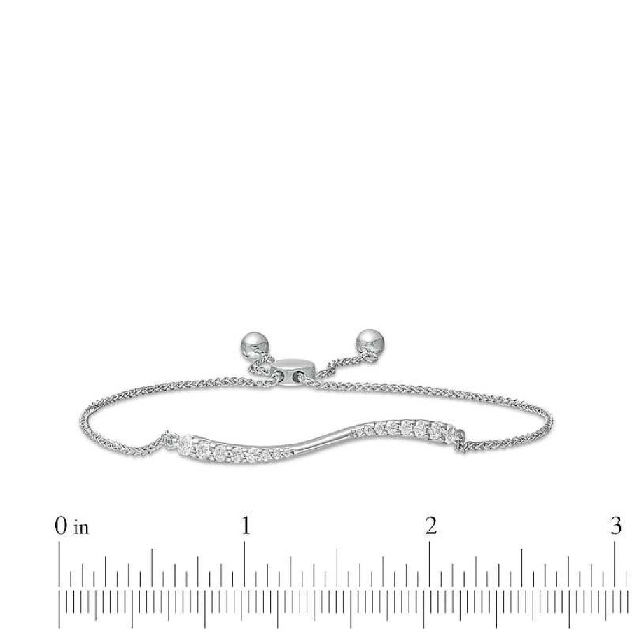 Zales 1/2 Ct. T.W. Journey Diamond Wave Bolo Bracelet In 10K White Gold - 9.0" Bracelets