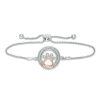 Zales 1/15 Ct. T.W. Diamond Open Circle With Paw Print Bolo Bracelet In Sterling Silver And 10K Rose Gold (1 Line) - 9.5" Bracelets