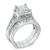 Zales 1-1/2 Ct. T.W. Quad Princess-Cut Diamond Bridal Set In 14K White Gold Rings