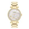 Coach Ladies' Coach Cary Crystal Accent Motif Gold-Tone Ip Watch With White Mother-Of-Pearl Dial (Model: 14504265) Watches