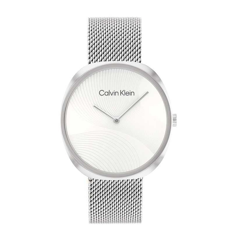 Calvin Klein Ladies' Calvin Klein Mesh Watch With White Dial (Model: 25200245) Watches