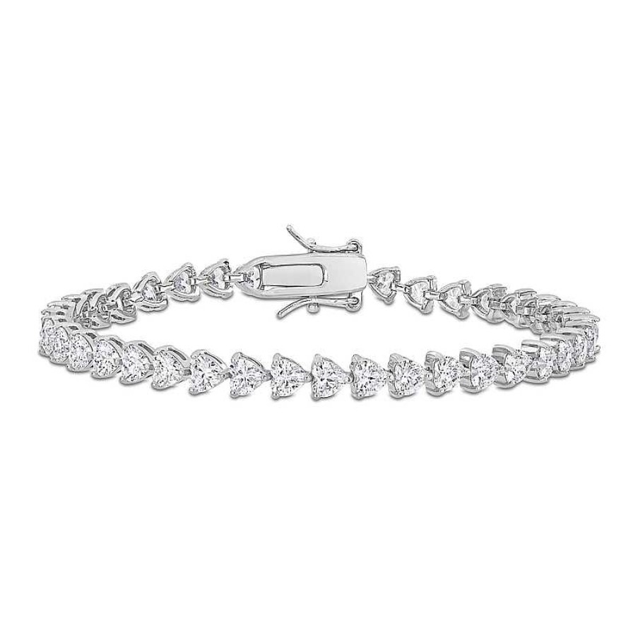 Zales 4.0Mm Heart-Shaped White Lab-Created Sapphire Tennis Bracelet In Sterling Silver - 7.5" Bracelets