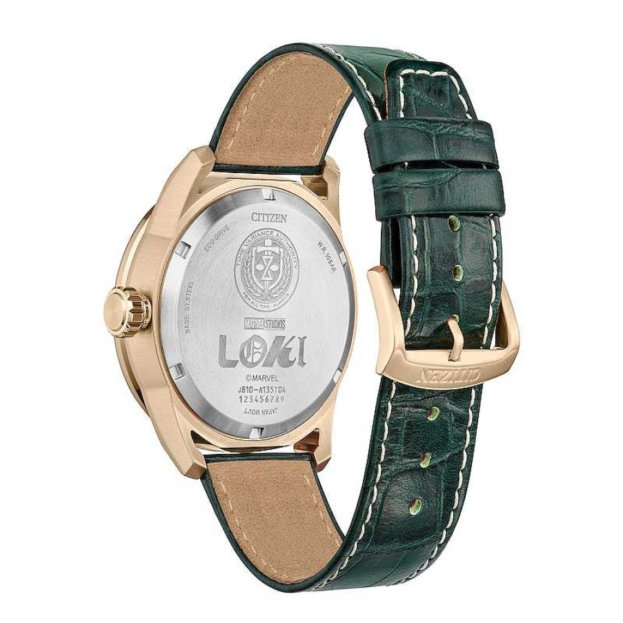 Citizen Men'S Citizen Eco-Drive® ©Marvel Loki Green Strap Rose Ip Watch With Green Dial (Model: Aw1363-06W) Watches