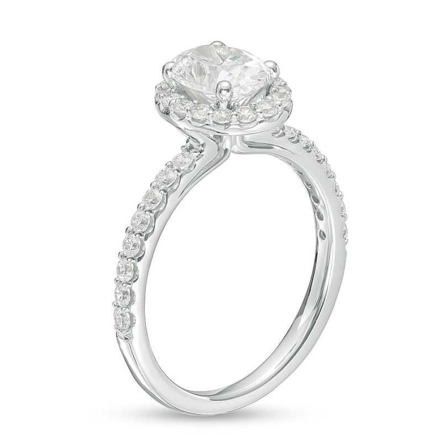 Zales 1-1/2 Ct. T.W. Certified Oval Lab-Created Diamond Frame Engagement Ring In 14K White Gold (F/Vs2) Rings