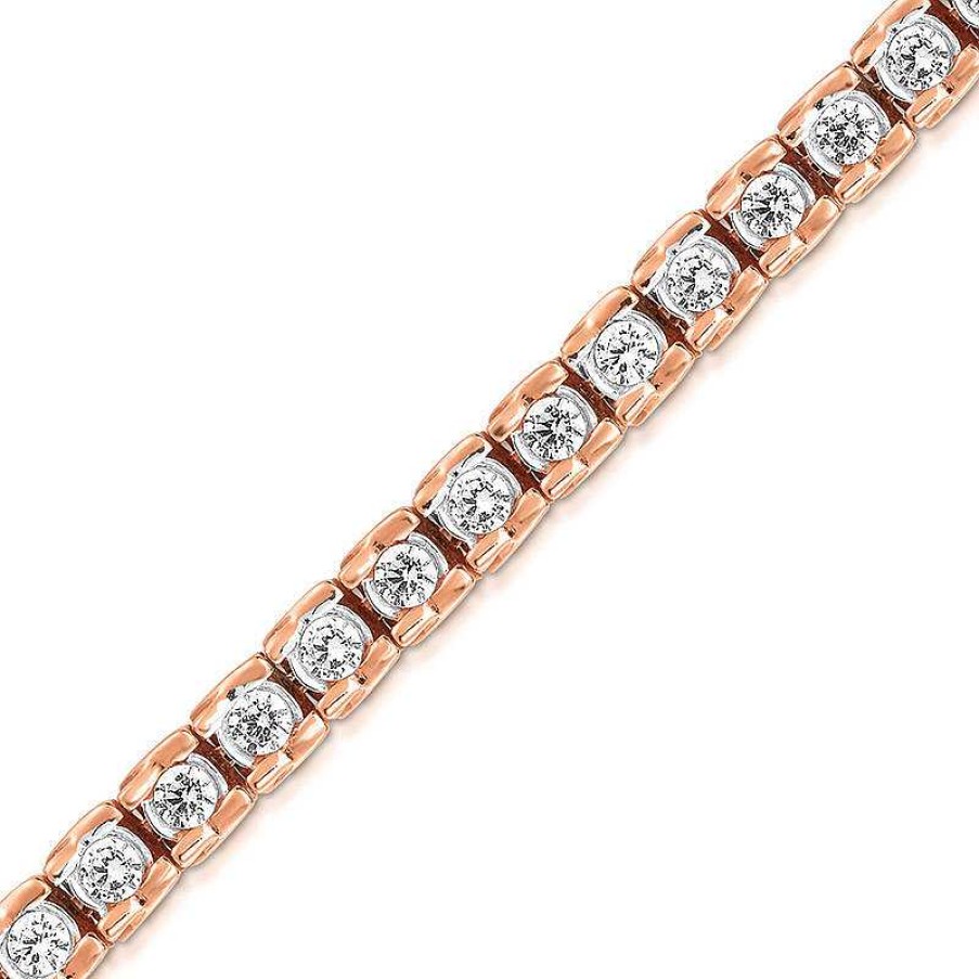 Zales 1 Ct. T.W. Diamond Ribbon Tennis Bracelet In 14K Rose Gold Bracelets